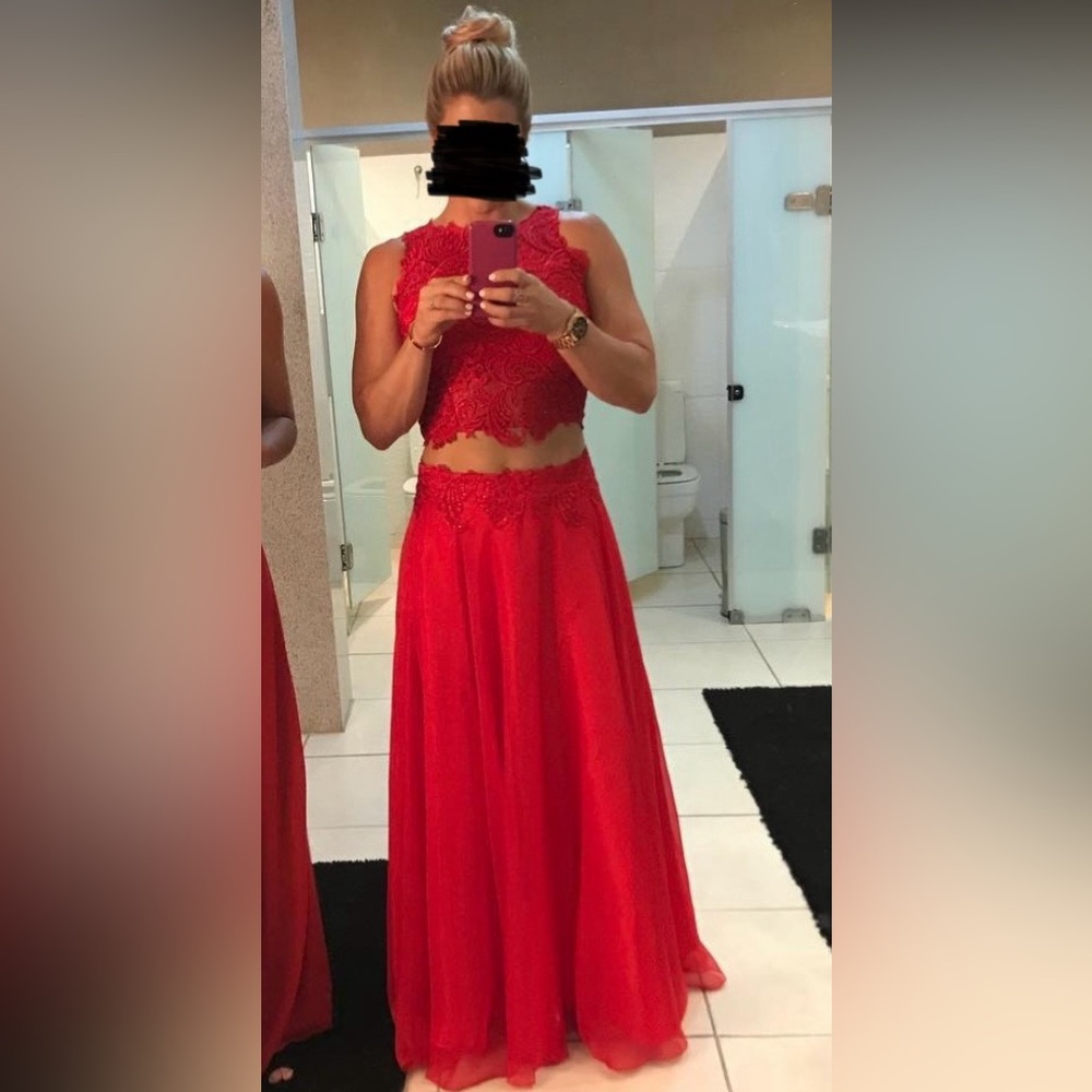 Red two piece Prom Dress